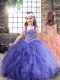 Customized Tulle Sleeveless Floor Length Little Girls Pageant Dress Wholesale and Beading and Ruffles