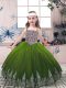 Straps Sleeveless Tulle Pageant Gowns For Girls Beading and Embroidery Lace Up