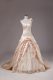 Enchanting Champagne Lace Up Ball Gown Prom Dress Embroidery and Hand Made Flower Sleeveless Brush Train