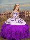 Purple Pageant Dress Party and Wedding Party with Embroidery Straps Sleeveless Lace Up