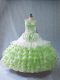 Ball Gowns Sweetheart Sleeveless Organza Floor Length Lace Up Embroidery and Ruffled Layers and Bowknot Sweet 16 Dresses