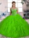 Ball Gowns Off The Shoulder Sleeveless Tulle Brush Train Lace Up Beading and Ruffles Sweet 16 Dress