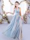 Smart Floor Length Grey Dama Dress Chiffon Sleeveless Belt