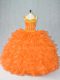 Orange Sleeveless Organza Lace Up Quinceanera Gowns for Sweet 16 and Quinceanera