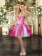 Dynamic Mini Length Hot Pink Evening Dress Tulle Sleeveless Beading