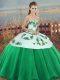 Inexpensive Sweetheart Sleeveless Lace Up Quinceanera Dresses Green Tulle