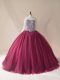 Burgundy Ball Gowns Beading Ball Gown Prom Dress Lace Up Tulle Long Sleeves