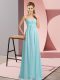 Floor Length Lace Up Homecoming Dress Baby Blue for Prom and Party and Military Ball with Beading