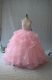 Admirable Pink Halter Top Neckline Beading and Ruffles Quinceanera Gowns Sleeveless Backless