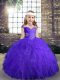 New Style Purple Lace Up Pageant Gowns Beading and Ruffles Sleeveless Floor Length