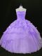 Ball Gowns Quinceanera Gowns Lavender Organza Sleeveless Floor Length