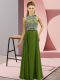 Exquisite Olive Green Side Zipper Prom Party Dress Beading Sleeveless Floor Length