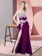 Zipper Prom Dresses Eggplant Purple for Prom and Party and Military Ball with Lace and Appliques