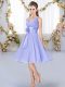 Wonderful Lavender V-neck Neckline Hand Made Flower Court Dresses for Sweet 16 Sleeveless Lace Up