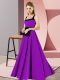 Luxurious Empire Dama Dress Purple Square Chiffon Sleeveless Floor Length Zipper