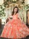 Dazzling Peach Sleeveless Ruffles Floor Length Little Girl Pageant Dress