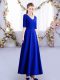 Charming Ankle Length Empire Half Sleeves Royal Blue Dama Dress for Quinceanera Zipper