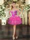 Custom Design Hot Pink Prom Party Dress Prom and Party with Beading and Ruffled Layers Sweetheart Sleeveless Lace Up