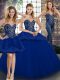 Classical Royal Blue 15th Birthday Dress Military Ball and Sweet 16 with Beading and Appliques Sweetheart Sleeveless Lace Up