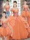 Colorful Floor Length Lace Up Quinceanera Dress Orange for Military Ball and Sweet 16 and Quinceanera with Beading and Ruffles Colorful Floor Length Lace Up Quinceanera Dress Orange for Military Ball and Sweet 16 and Quinceanera with Beading and Ruffles