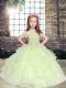 Excellent Yellow Green Sleeveless Tulle Lace Up Winning Pageant Gowns for Party and Military Ball and Wedding Party