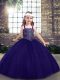 Floor Length Purple Kids Formal Wear Straps Sleeveless Lace Up