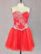 Best Mini Length Red Sweetheart Sleeveless Lace Up