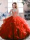 Perfect Rust Red Sleeveless Floor Length Beading and Ruffles Lace Up Quinceanera Dress