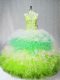 Multi-color Tulle Zipper Sweet 16 Dresses Sleeveless Floor Length Beading and Ruffles