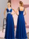 Traditional Royal Blue Lace Up Prom Gown Beading Sleeveless Floor Length