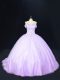 Best Selling Lace Up Sweet 16 Quinceanera Dress Lavender for Sweet 16 and Quinceanera with Beading Court Train