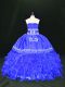 Floor Length Ball Gowns Sleeveless Blue Quinceanera Dresses Lace Up