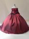 Ideal Brush Train Ball Gowns Sweet 16 Quinceanera Dress Burgundy Off The Shoulder Satin Long Sleeves Lace Up