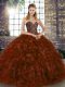 Organza Sleeveless Floor Length Vestidos de Quinceanera and Beading and Ruffles