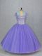 Fancy Tulle Sleeveless Floor Length Quinceanera Dresses and Beading
