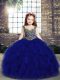 Excellent Sleeveless Beading and Ruffles Lace Up High School Pageant Dress with Royal Blue