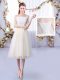 Tulle Off The Shoulder Half Sleeves Lace Up Lace Vestidos de Damas in Champagne
