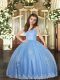 Floor Length Ball Gowns Sleeveless Baby Blue Custom Made Pageant Dress Lace Up