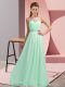 Empire Dress for Prom Apple Green Scoop Chiffon Sleeveless Floor Length Backless