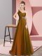 Brown Prom Dresses Prom and Party with Beading One Shoulder Sleeveless Brush Train Criss Cross