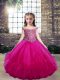 Fuchsia Little Girl Pageant Gowns Party and Wedding Party with Beading Off The Shoulder Sleeveless Lace Up