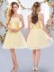 Chiffon Sweetheart Sleeveless Lace Up Belt Court Dresses for Sweet 16 in Yellow
