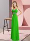 Chiffon Straps Sleeveless Criss Cross Beading Prom Evening Gown in Green