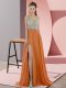 Orange Zipper Dress for Prom Beading Sleeveless Sweep Train