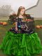 Sleeveless Lace Up Floor Length Embroidery and Ruffles Little Girl Pageant Gowns