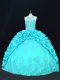Taffeta Sleeveless Floor Length Sweet 16 Quinceanera Dress and Beading and Appliques and Embroidery and Pick Ups