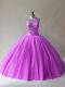 Pretty Beading 15th Birthday Dress Lilac Lace Up Sleeveless Floor Length