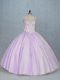 Luxurious Floor Length Ball Gowns Sleeveless Lavender Quinceanera Dresses Lace Up