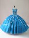 Luxury Baby Blue Scoop Lace Up Beading and Appliques Quince Ball Gowns Sleeveless