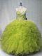 Glamorous Olive Green Sweetheart Lace Up Beading and Ruffles Quinceanera Dress Sleeveless